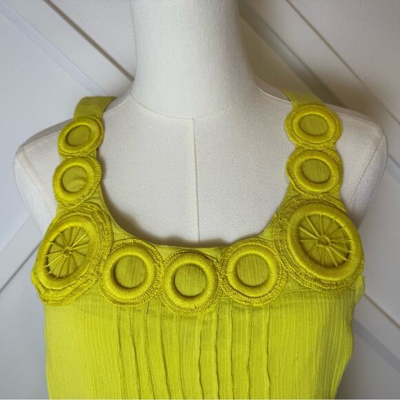 Anthropologie Edme & Esyllte Boho Yellow Gauzy Shift Tank Dress Size Small - Picture 3 of 10